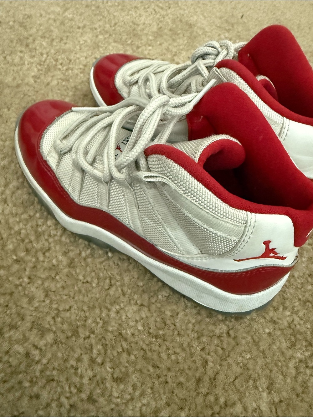 Jordan Kids Retro 11 Cherry White and Red Sneakers